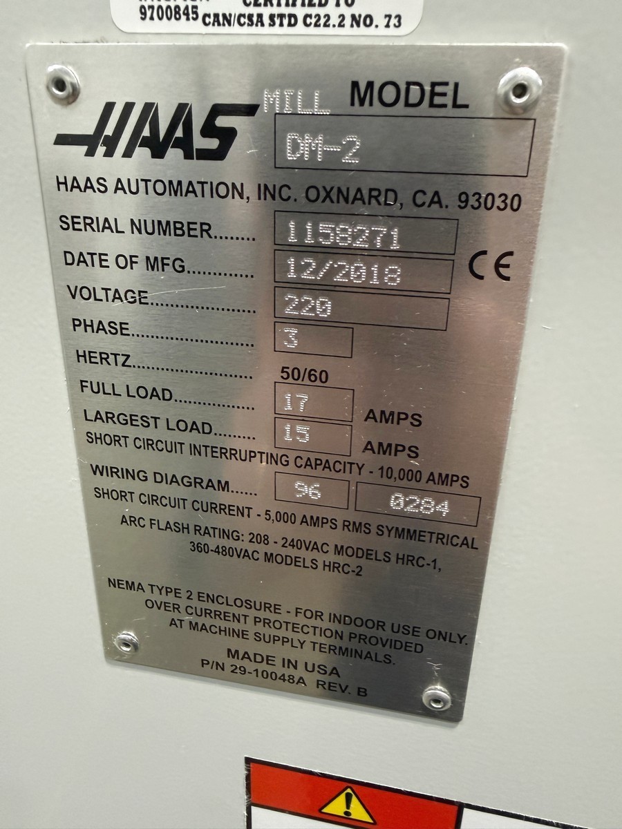 Haas #DM-2, CNC vertical machining center, 18 automatic tool changer, 28" X, 16" Y, 15.5" Z, 10000 RPM, #40 - Image 10