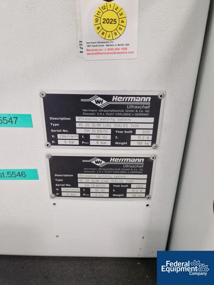 Hermann #VE-20-Slim-Line-Dialog-2400, Ultrasonic Welding System, 2400W, 2012 - Image 2