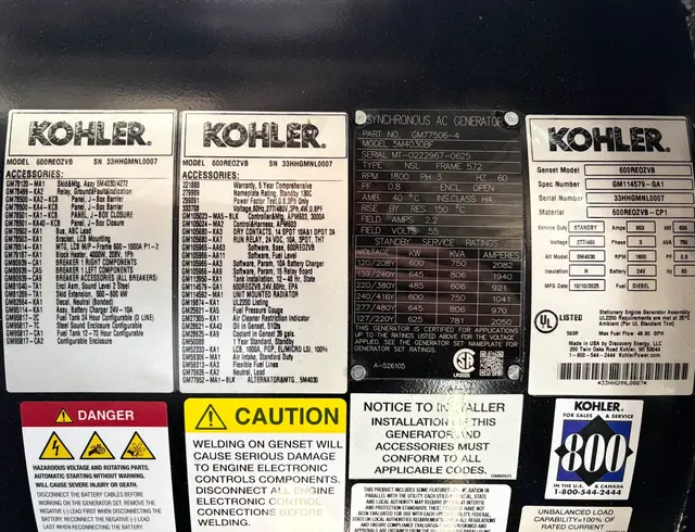 600 KW Kohler, Rehlko #16.12L, Diesel Generator, 277/480 Volts, 2025, New - Image 6