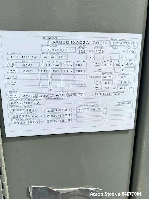 80 Ton, Trane #RTAA0804XA02A1C0BG, Air-Cooled Rotary Chiller, R-407C, Refurbished 2016, 2005 - Image 4