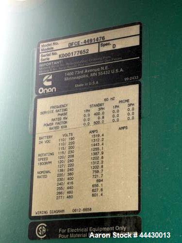 400 kW Cummins #DFCE-4491476, Diesel Generator, 3-Ph, NTA855G5 Engine, 829 Hours, 2000 - Image 3