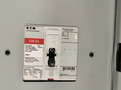 150/400 Amp. Eaton #PRL1A, Panelboard, 208Y/120 Volts, 3PH, 4 Wire, 42 Sp, Main & 21 breakers, AS IS - Image 7