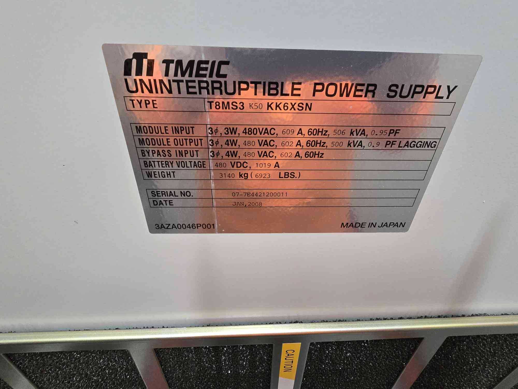 500.0 KVA Toshiba #TMEIC-G8000MM, uninterruptible power supplies, 480x480 Volts, 2 Sections, T8MS3 - Image 7
