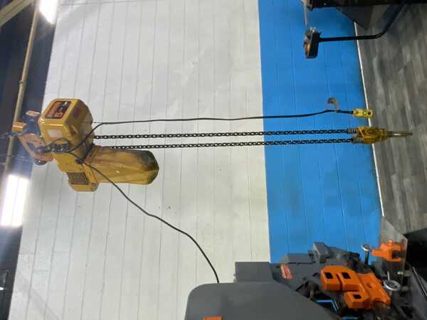 5 Ton, Harrington #38SY6966, electric chain hoist, trollet, pendant Control, 4.7 HP, 12 FPM - Image 1