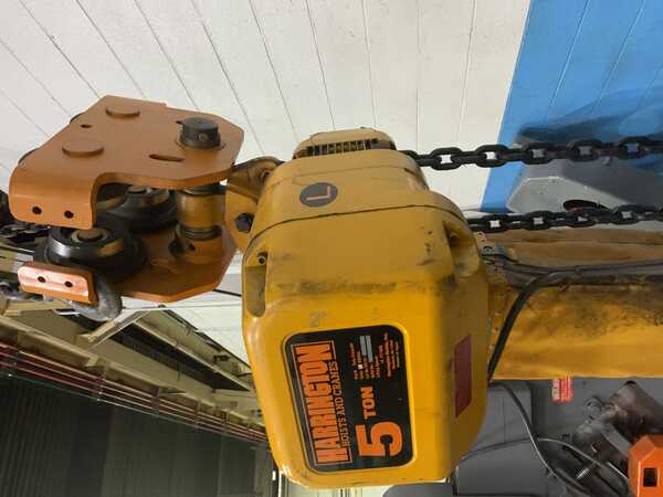 5 Ton, Harrington #38SY6966, electric chain hoist, trollet, pendant Control, 4.7 HP, 12 FPM - Image 3