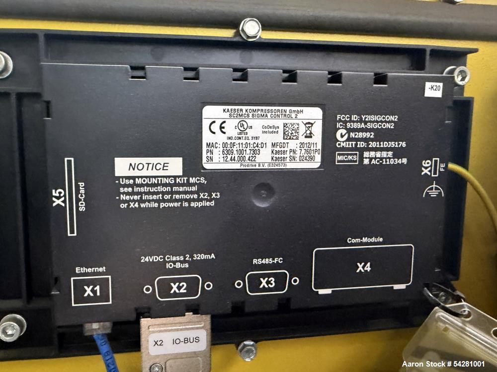 112 CFM, 125 PSIG, Kaeser #ASD-25, Rotary Screw Air Compressor, 25 HP, Sigma Control 2, 3550 RPM, 39567 - Image 10