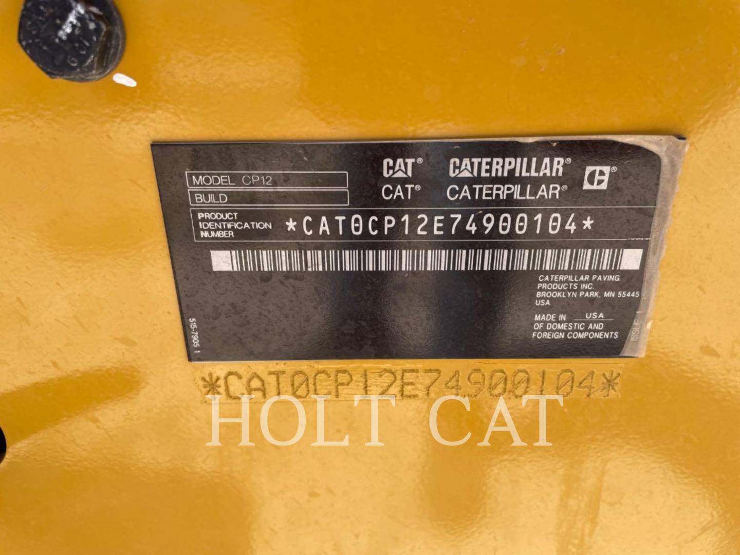 Caterpillar CP12, Vibratory Single Drum Pad, 168 hours, S/N: 74900104, 2024 - Image 6