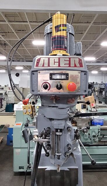 Acer #3CVS, vertical mill, 9" x42" tbl., 3 HP, 4500 RPM, R-8, X-Axis power feed, Newall digital read out - Image 7