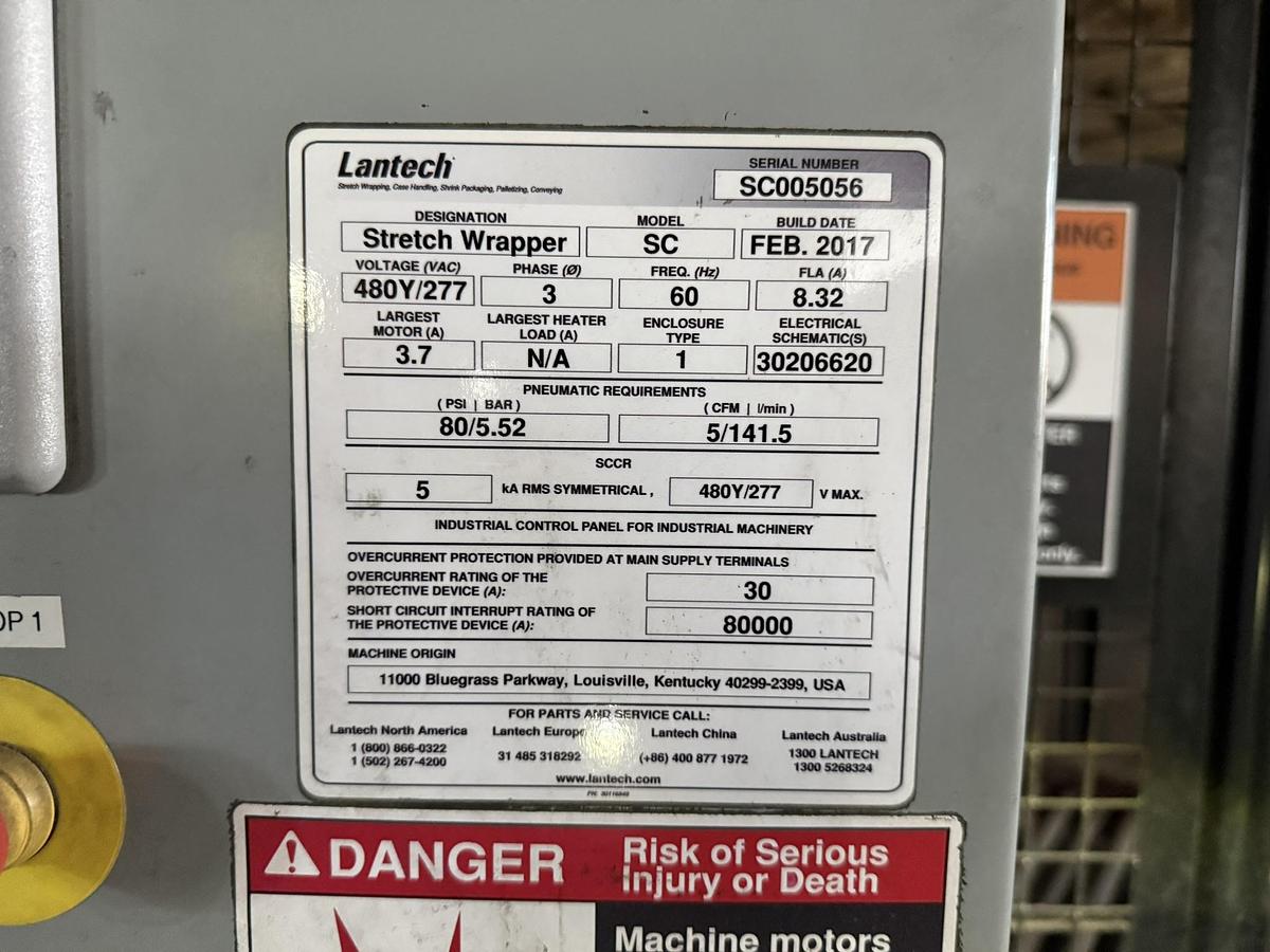 Lantech #SC, Stretch Wrapper, 80" wrap height, 18" conveyor pass height, 45-60 loads/hour, 15 RPM, 80 psi - Image 8