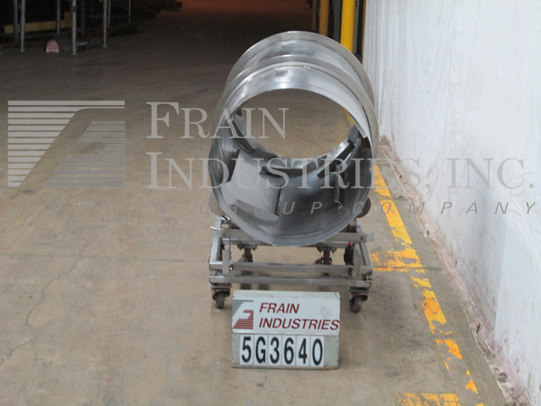 Stainless Steel portable flo-thru tumbler, 32" diameter x 52" long, 28" diameter feed opening, mounted on - Image 3