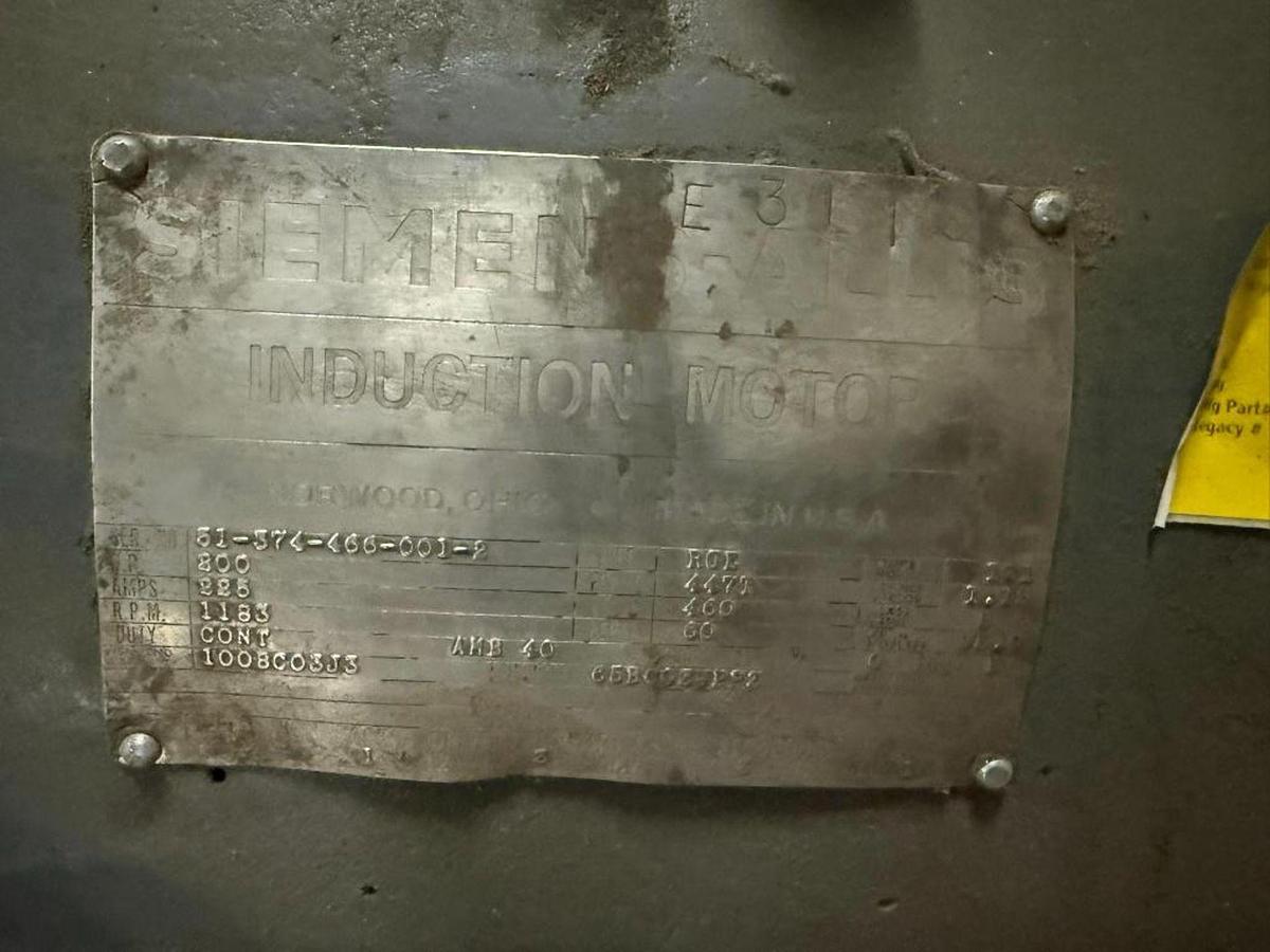 200 HP 1183 RPM Siemens, AC Induction Motor, Frame 44TT, 460 Volts, 225 amps - Image 2