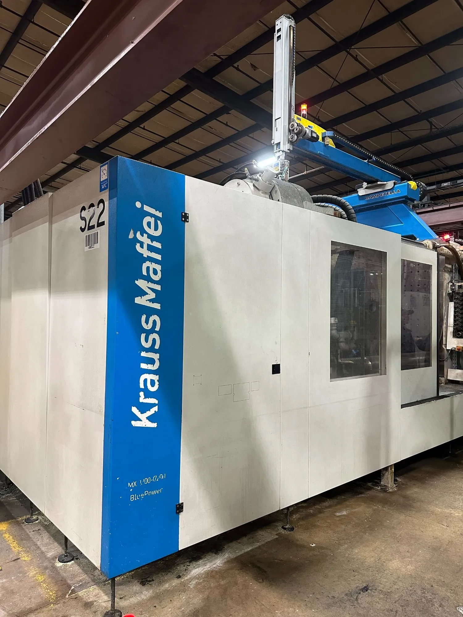 1600 Ton, 242 oz., Krauss Maffei #KM-1300-17200MX, horizontal plastic injection molder, 61.81" x50" tie bar - Image 1