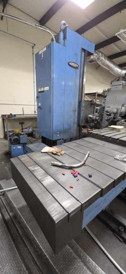 4" Nomura #B-100BT-2SP, horizontal boring mill, 39" X, 53" Y, 20 HP, 1200 RPM, 78.7"x48"tbl., 26.5"spdl table - Image 10