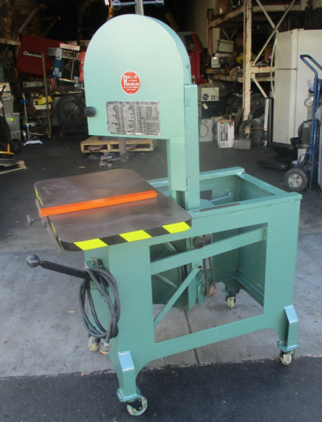 8.5" x 14.5" Roll-In #EF1459, gravity feed vertical band saw, casters - Image 1