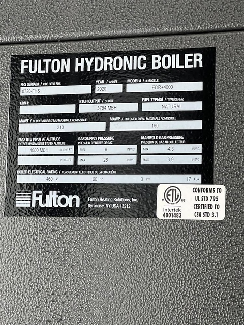 4 MM BTU/hr., Fulton #Endura+4000, Natural gas hot water boiler, 50 HP, (2 available) - Image 3