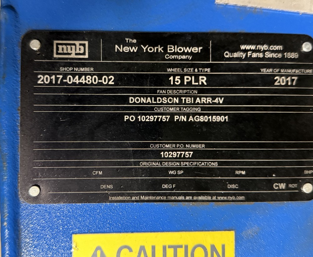 Donaldson #TBI-ARR-4V, blower, NYB, 5 HP, 2017 - Image 2