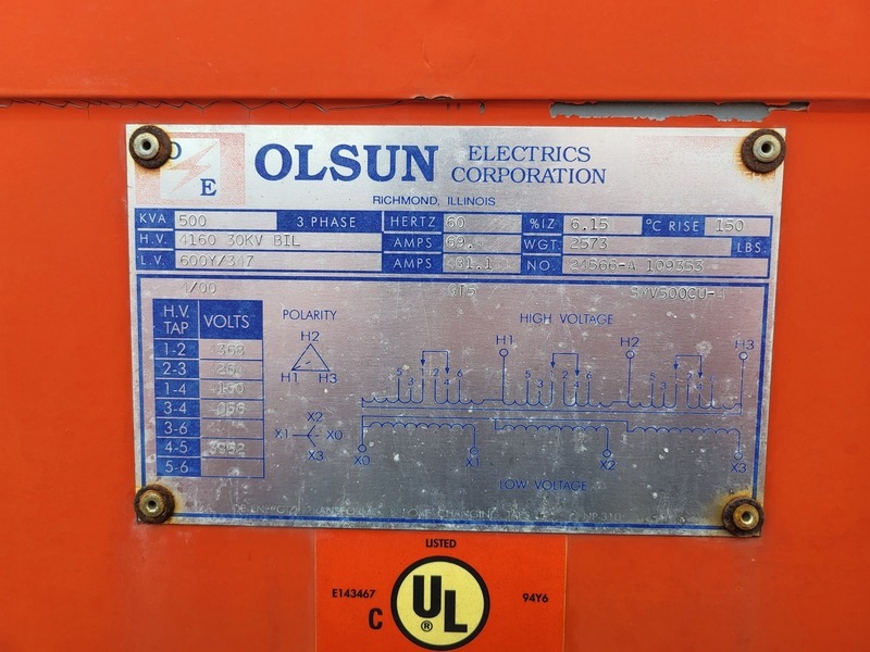 500 KVA 4160 Primary, 600Y/347 Secondary, Boundary Electric Pad-Mounted Substation Transformer, 2000 - Image 3