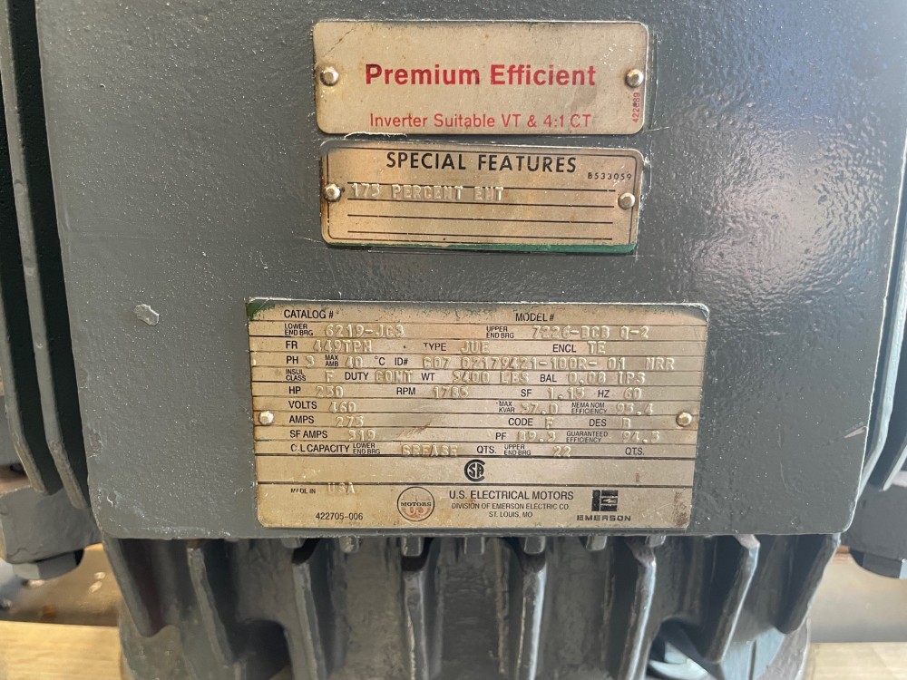 250 HP 1800 RPM U.S. Motors, Frame 449TPH, VHS, vertical hollow shaft ...