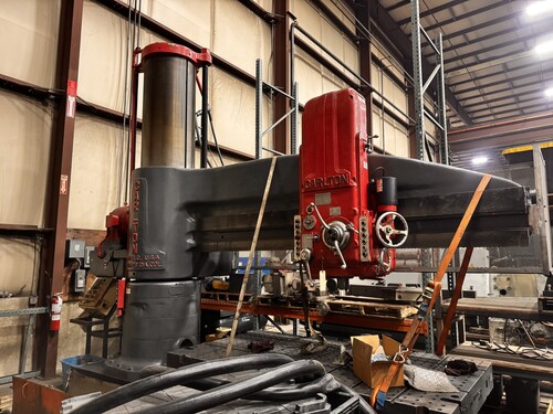 10' -26" Carlton #5A, Radial Drill, 4' 9" width x 10' 6" L working surface of base, 4" spindle diameter - Image 2