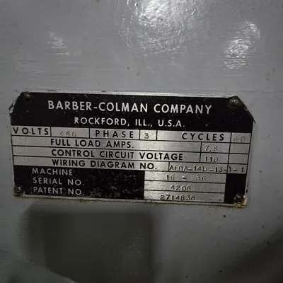 Barber Barber-Colman #16-36, Horizontal Gear Hobber, C-Frame, 16" diameter x 36" cut length, 59-246 RPM, 440 - Image 9