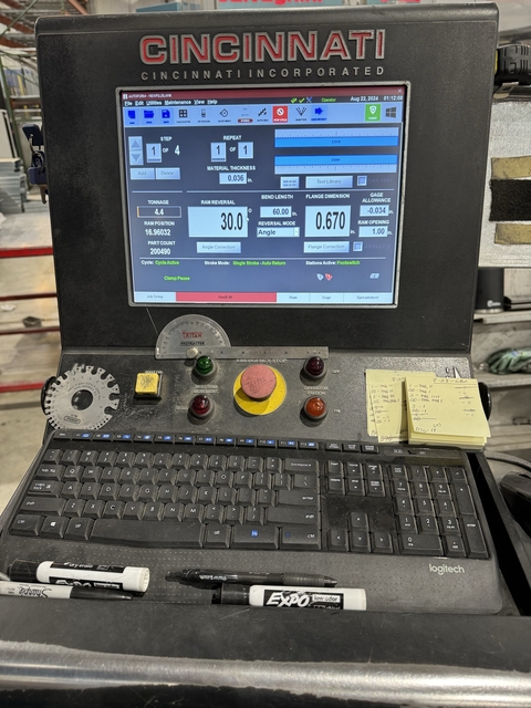 175 Ton, Cincinnati #175AF14 Autoform Plus, CNC hydraulic press brake, 16' overall, 174-1/2" between housing - Image 3