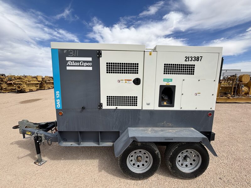 100 KW Atlas Copco #QAS 125, portable diesel generator set, multi-volt, 3-phase, John Deere 4045HFG06A diesel - Image 2