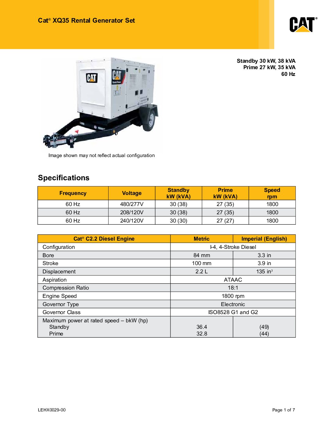 30 KW Caterpillar #XQ35, portable diesel generator set, 2020 - Image 1