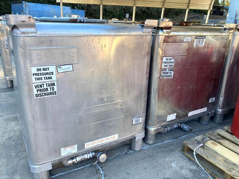300 gallon Clawson & Hoover, Stainless Steel liquid tote tank, (50 available) - Image 3