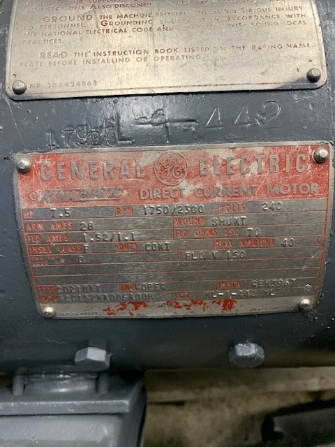 7 HP 1750/2300 RPM General Electric, Frame CD218AT, DPFG, 240 VA - Image 1