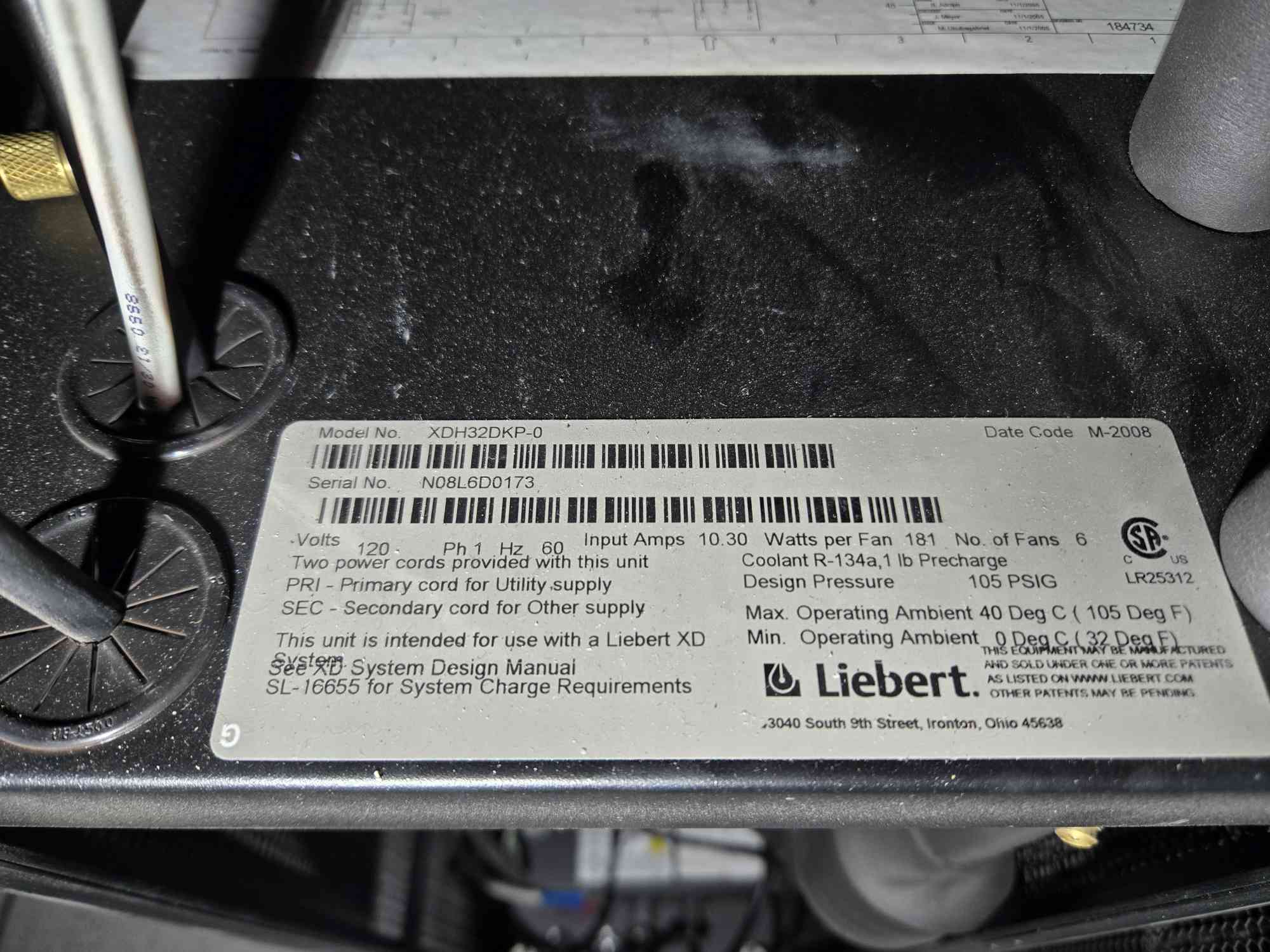 Liebert #XDH32DKP-0, Horizontal Row Cooler, 6 Fan, 30 KW, 120 Volts, 1PH, 2008 (11 available) - Image 7