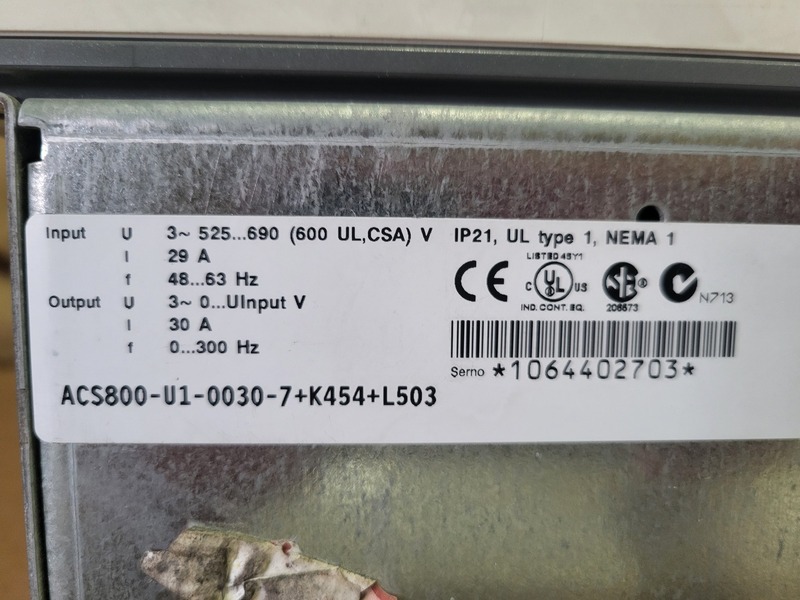 25 HP ABB, 600 Volt Variable Frequency Drive, 30 amps, 3PH - Image 2