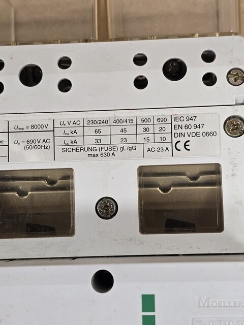 630 Amps, Moeller #NZM10-630N/ZM-630, Circuit Breaker Disconnector, 3P, 690 Volts, unused - Image 5