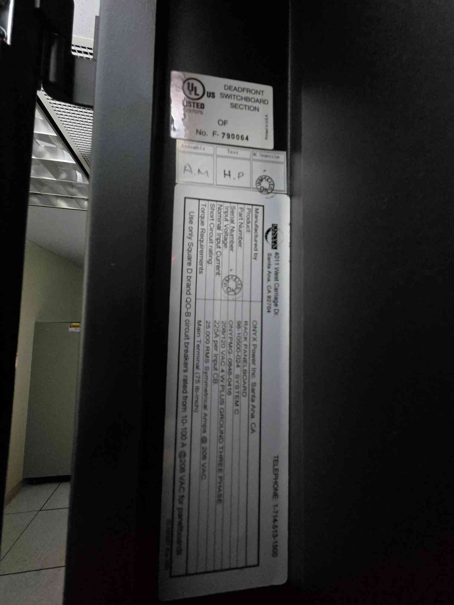 225 Amp. Onyx #Rack-Panelboard, 208/120V Plus Ground 3PH Breaker Distribution (4 available) - Image 7