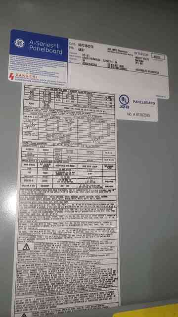 400 Amp. General Electric A-Series-II, Panelboard, 480/277 Volts, 5 Breakers & Main - Image 3