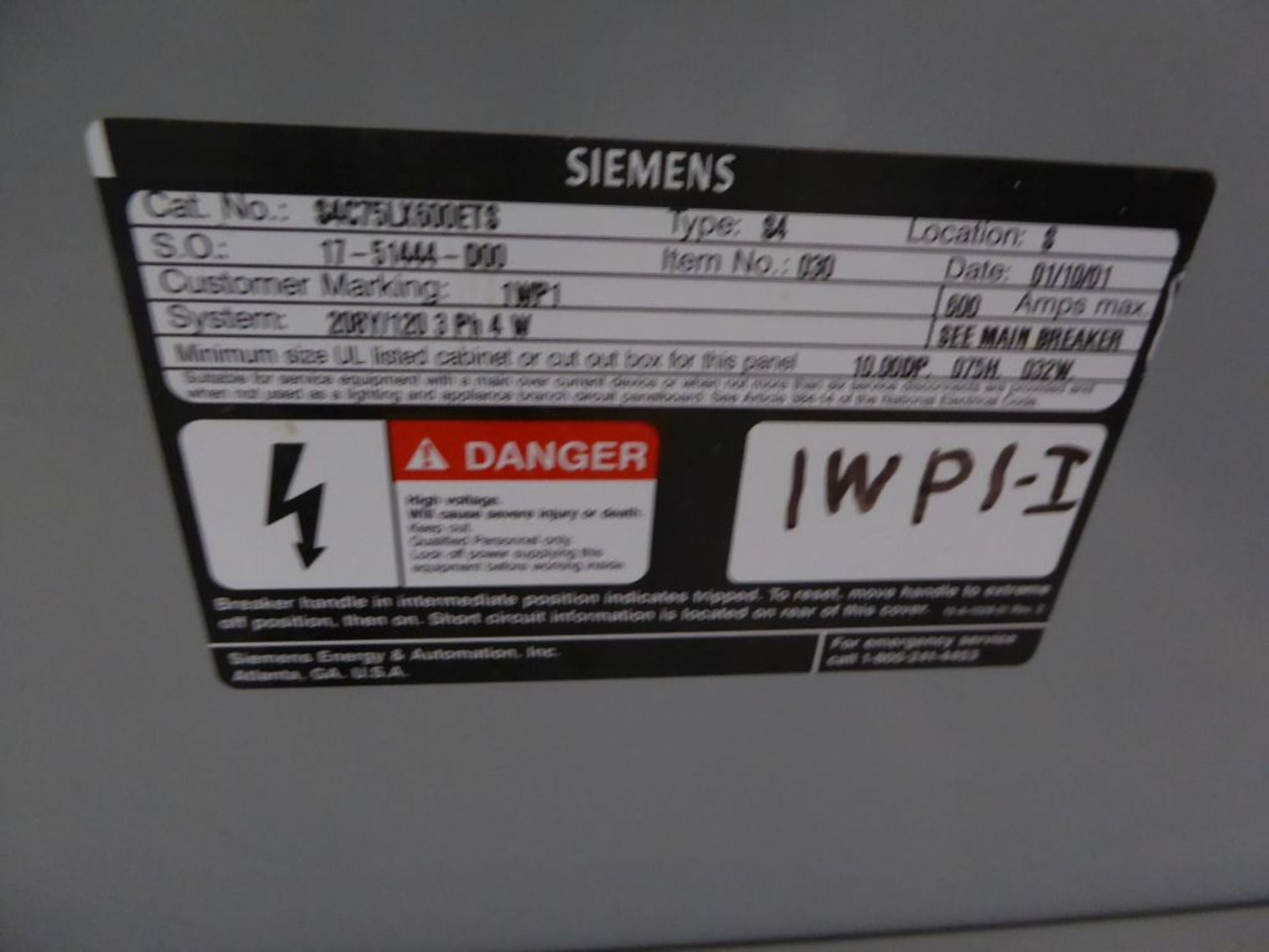 600 Amp. Siemens #S4C9, Panelboards, LOT of 3 w/ Circuit Breakers - Image 8