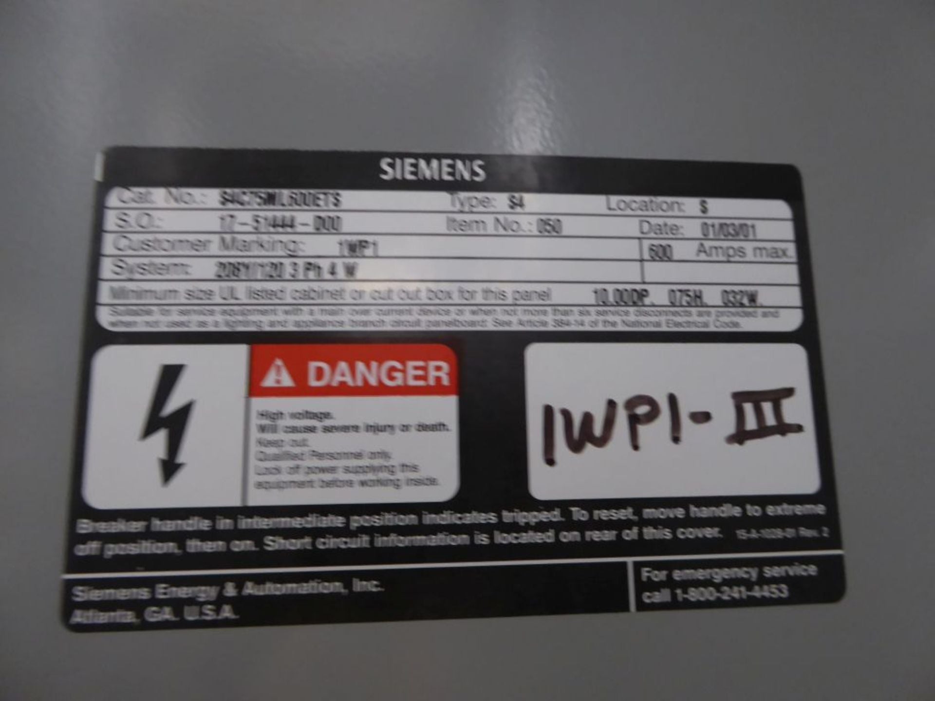 600 Amp. Siemens #S4C9, Panelboards, LOT of 3 w/ Circuit Breakers - Image 9