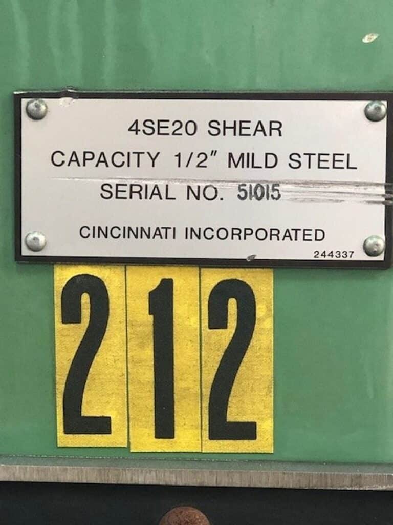 1/2" x 20' Cincinnati #4SE20, hydraulic shear, 60" powered back gauge, 23 hold downs, 1998 - Image 7