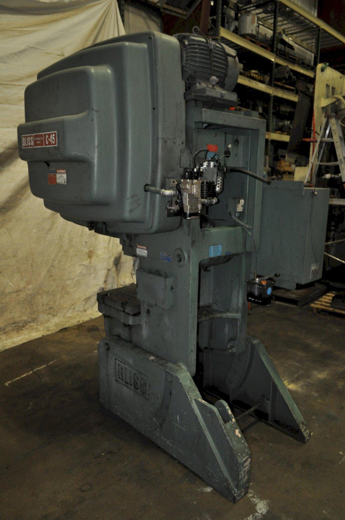 45 Ton, Bliss #C-45, OBI press, 3" stroke, 12.25" Shut Height, 3" ram adj., 120 SPM, 29.5"x18"bed, air clutch - Image 4