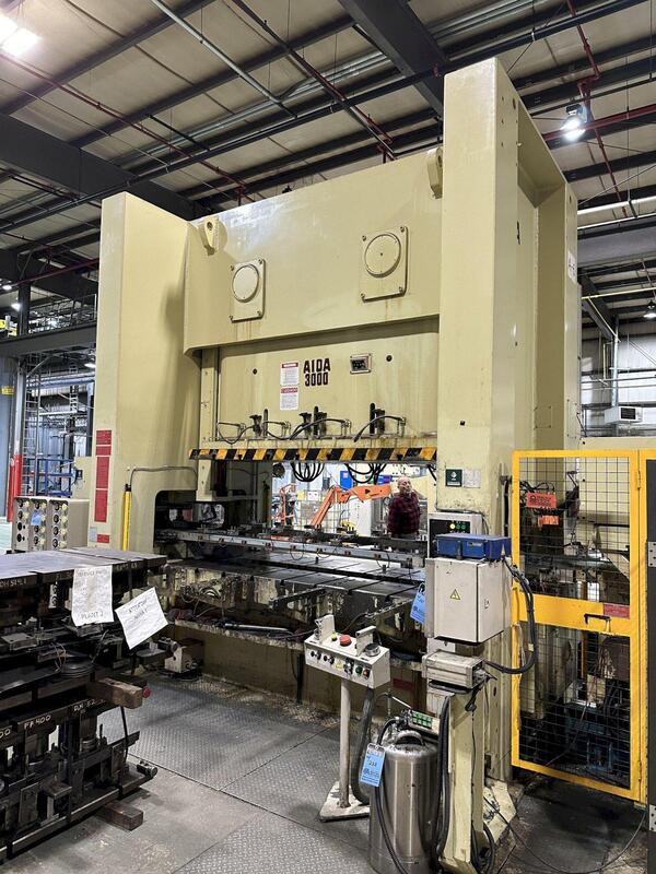 330 Ton, Aida #NC2-3000(2)E, straight side double crank press, 11" stroke, 23" Shut Height, 3.93"ram adj. - Image 1