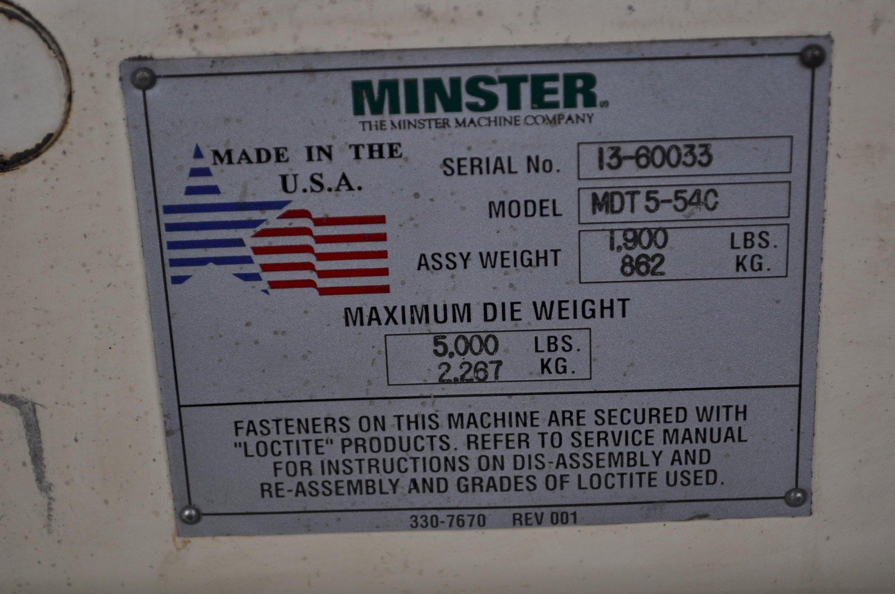 5000 lb. Minster #MDT5-54C, die transfer table, 84" L x 23" W, roller bearing top, 43" passline - Image 8