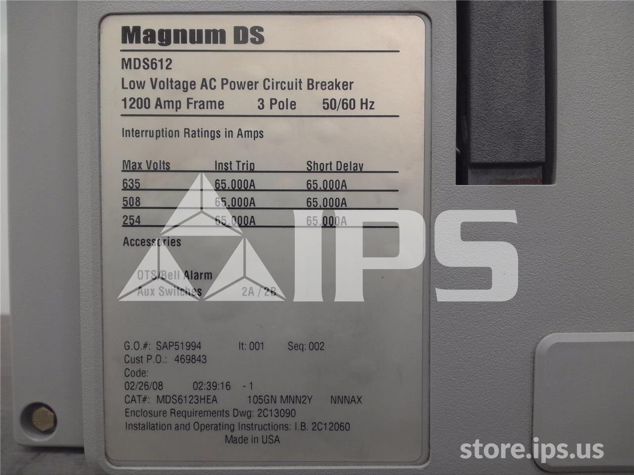 1200 Amps Ch Mds6123hea105gnmnn2ynnnax Mo/bi (mds612) Digitrip 520 Lsig, 1000 Amps Rp, 1000 Amps Ct, 2 Stage - Image 3