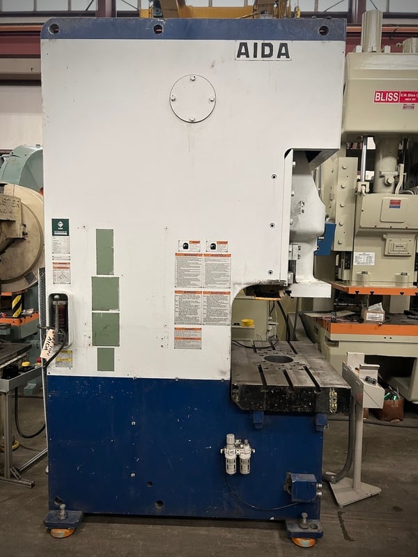 121 Ton, Aida #NC1-11(2)-B, back gear obi press, 7.1" stroke, 26.2" between housing, 35-70 SPM, 3.5" adj, 1983 - Image 4