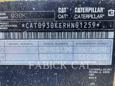 Cat 930K, Wheel Loader, 19118 hours, S/N: RHN01259, 2012 - Image 6