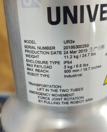 Universal Collaborative Robot, ur- 3e, 6-Axis, 3 Kg payload, 500mm reach, floor, inverted, angle - Image 3