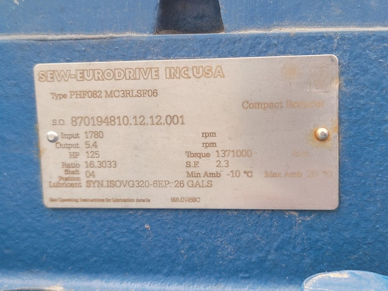 125 HP, 1780 RPM, Sew-Eurodrive #PHF082-MC3RLSF06, Gear Reducer w/ Madison Electric Motor MUV449-BB-F2, Ratio - Image 3