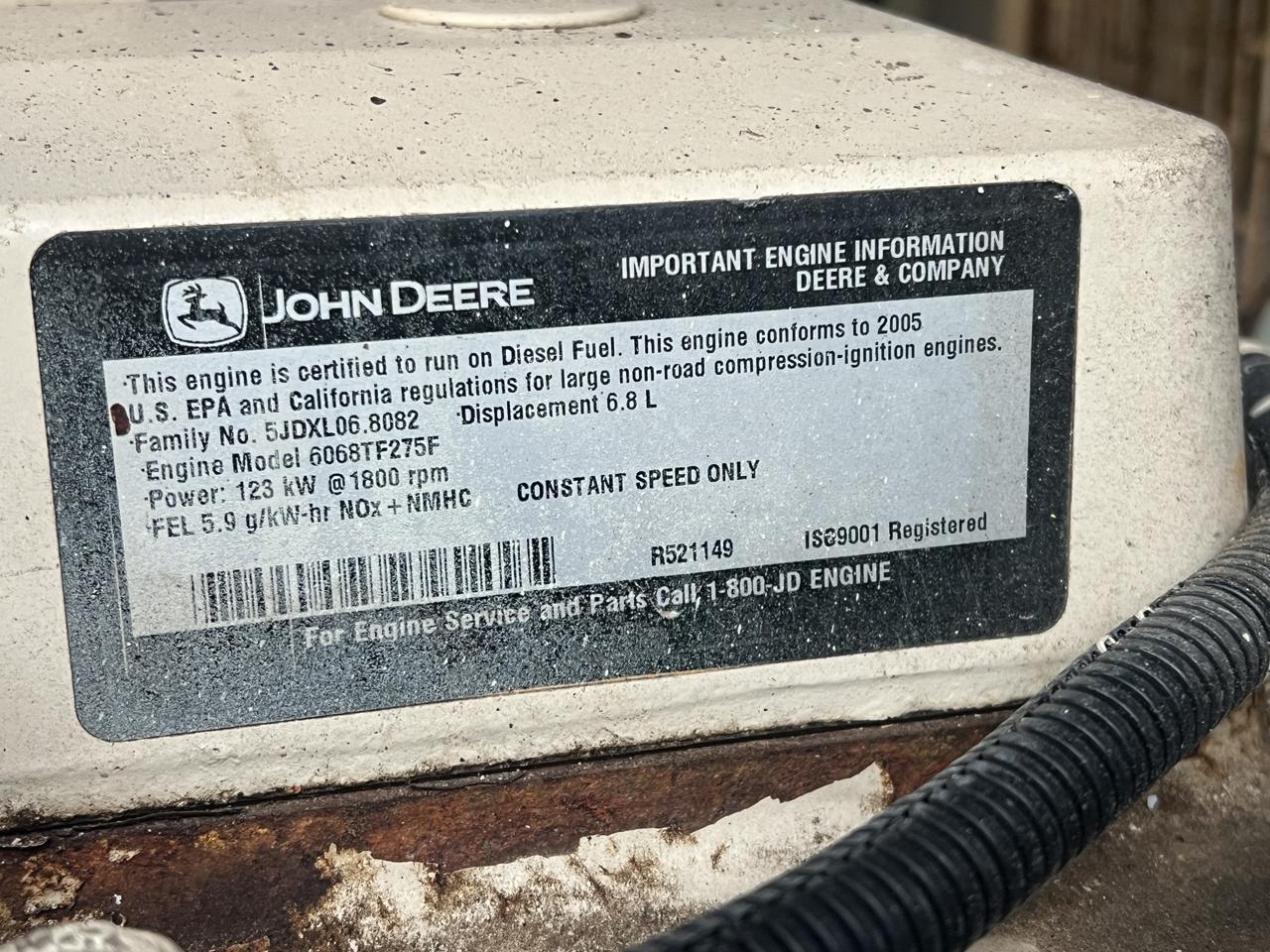 105 KW Katolite #D105F-J4T2, Portable Genset w/ Enclosure & Base Fuel Tank, 6.8 Liter John Deere Engine - Image 8