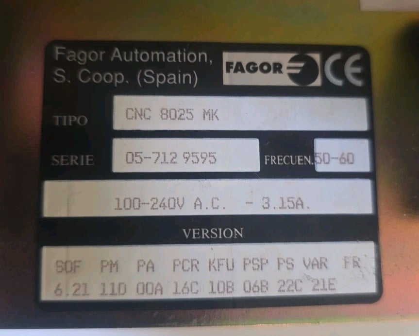 Fagor, CNC-8025-MK, Keyboard Keypad Switch, 3.15, Amps, 100-240 VAC - Image 2