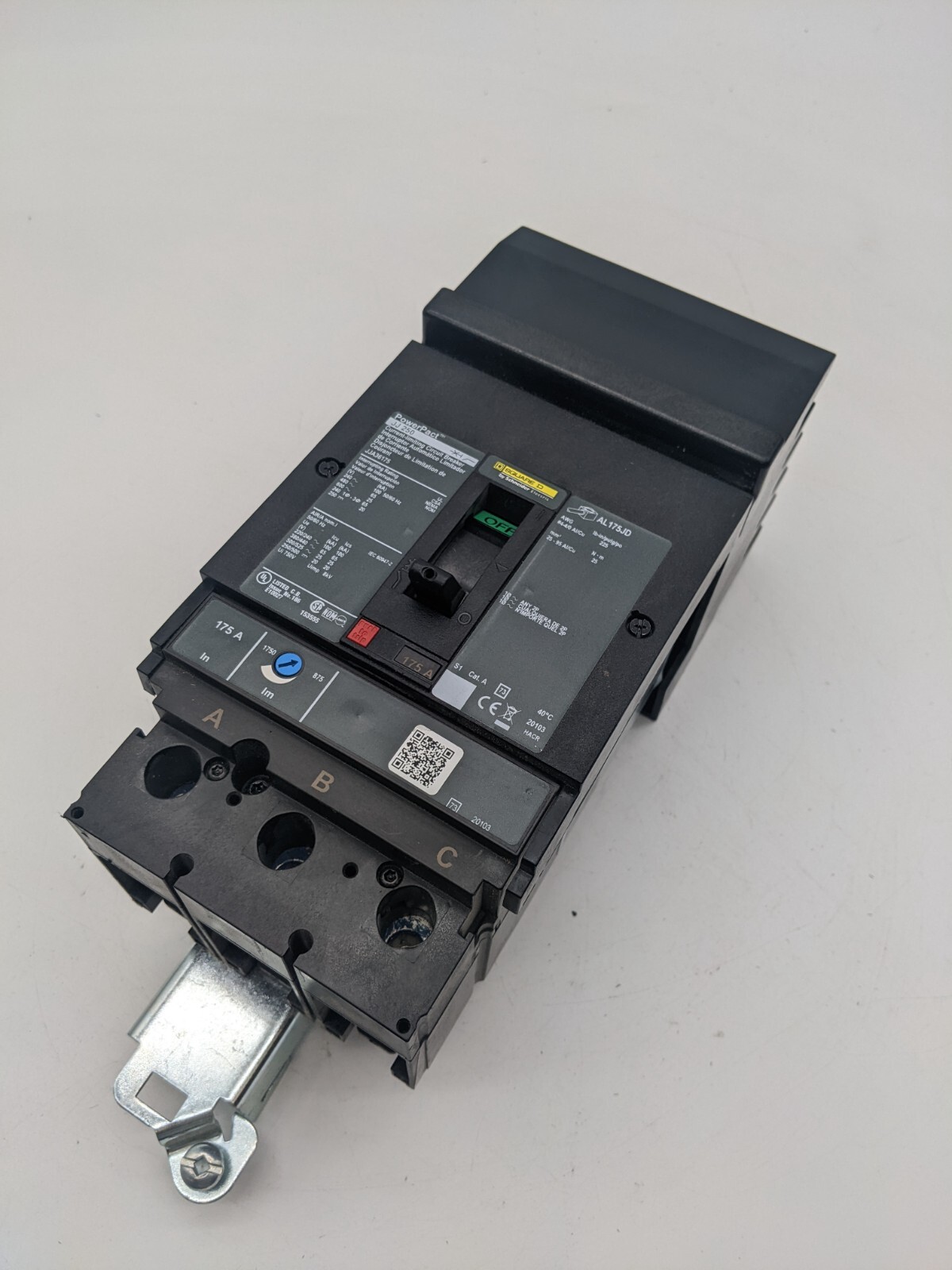 175 Amps, Square D #JJA36175, I-Line Circuit Breaker, 600 Volts, 3P, 3PH - Image 1