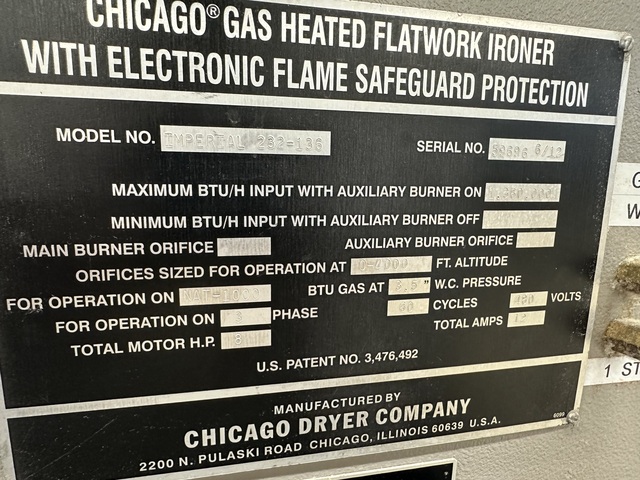 32" x 136" Chicago Dryer #Imperial-232-136, Gas Ironer, Two-Roll, 8 HP, 480 V, 2012 - Image 9