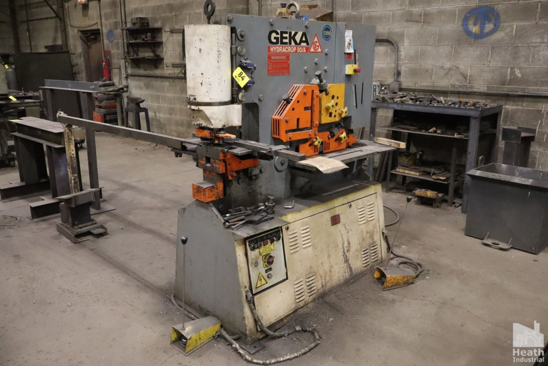 5" x 5" x 1/2" Geka #Hydracrop-80/A, ironworker, 88 ton, 20" throat, 3" stroke, 6.5 HP, 1995 - Image 1